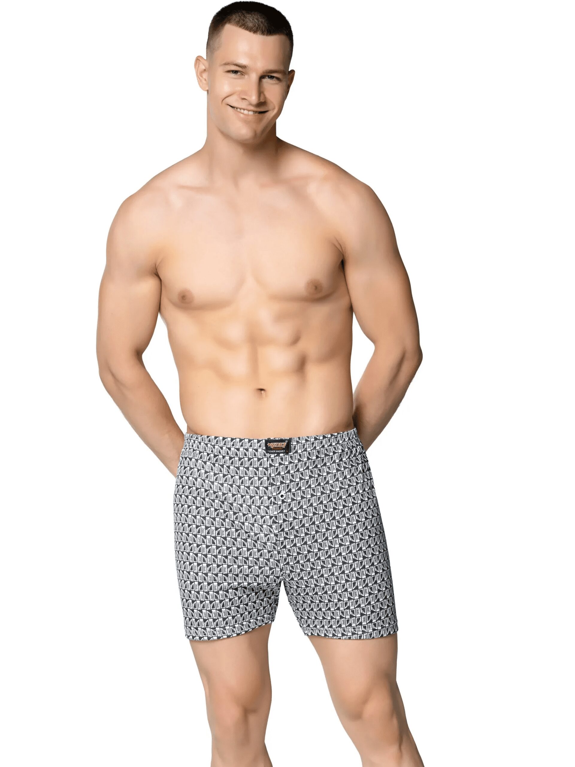 Sedef Yıldız Penye Empirme Desenli Boxer