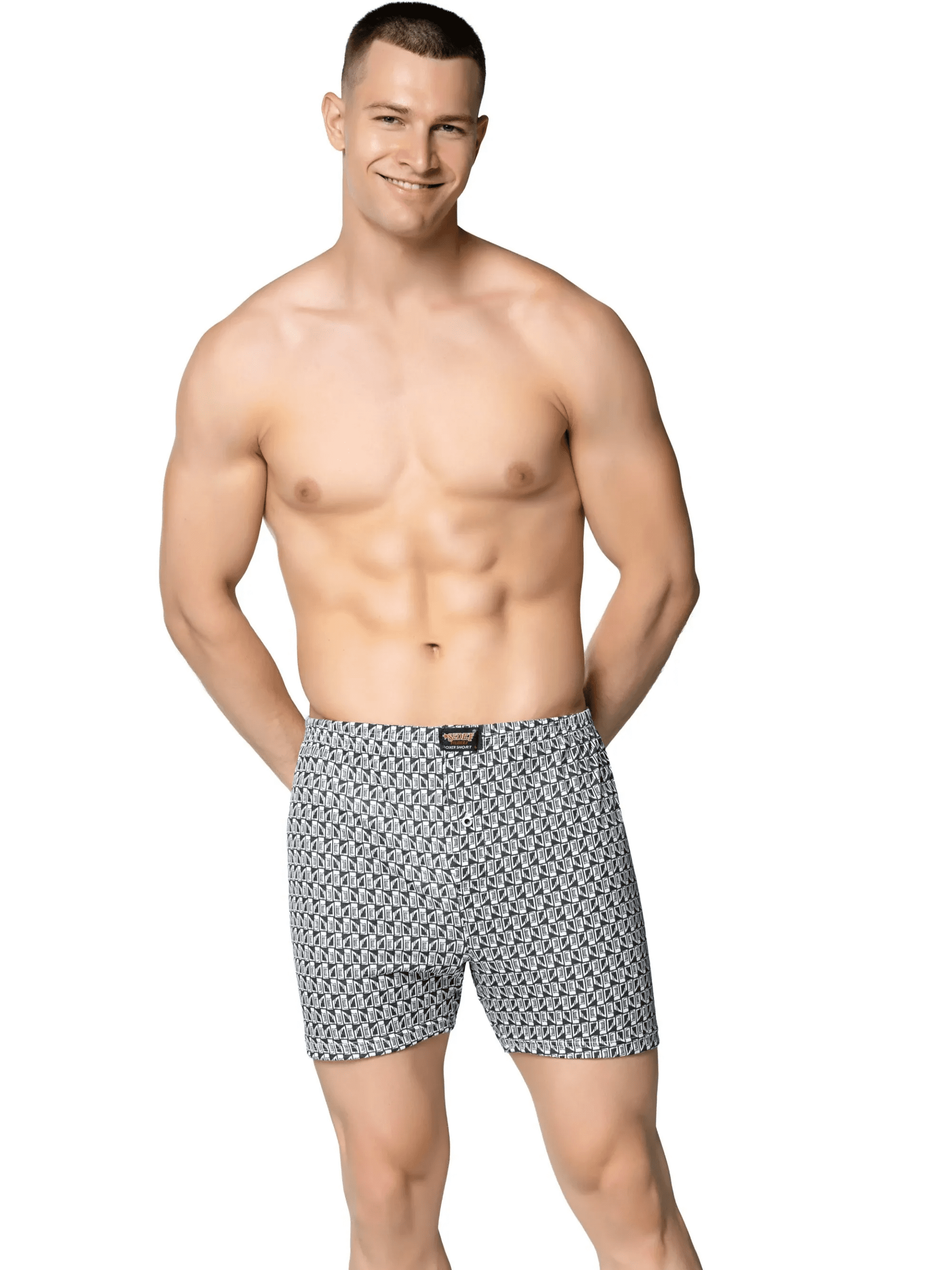 Sedef Yıldız Penye Empirme Desenli Boxer