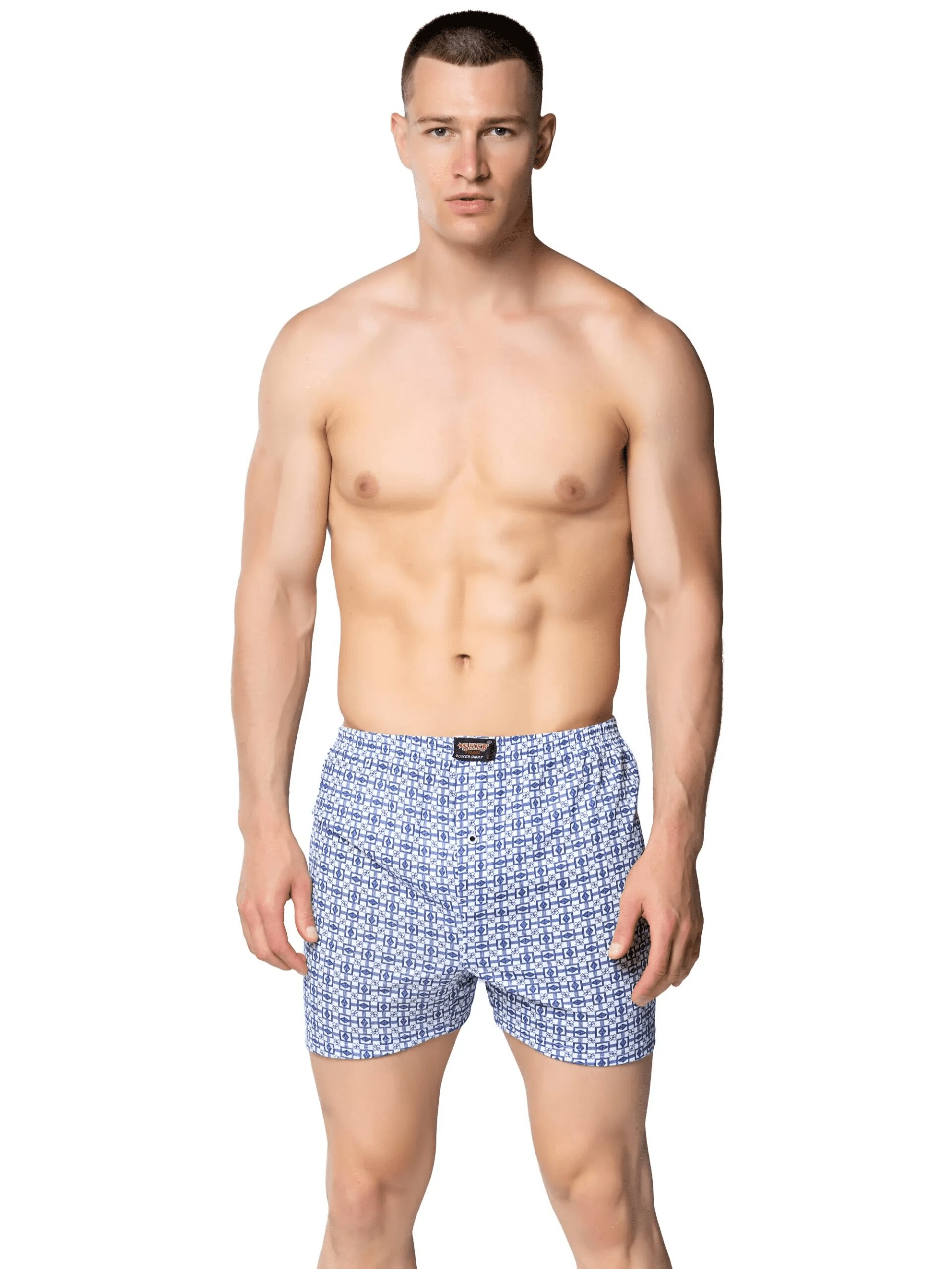 Sedef Yıldız Penye Empirme Desenli Boxer