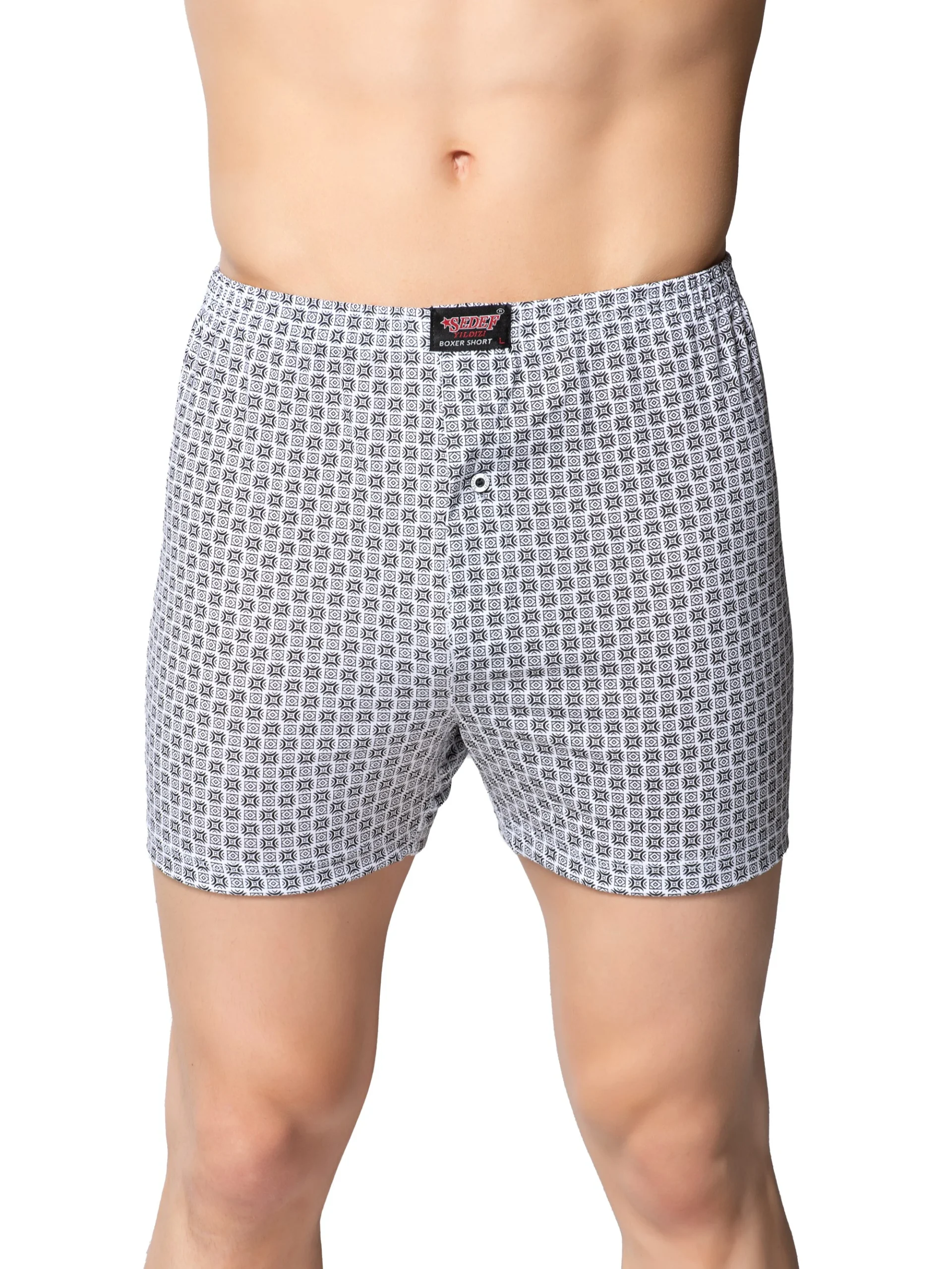 Sedef Yıldız Penye Empirme Desenli Boxer