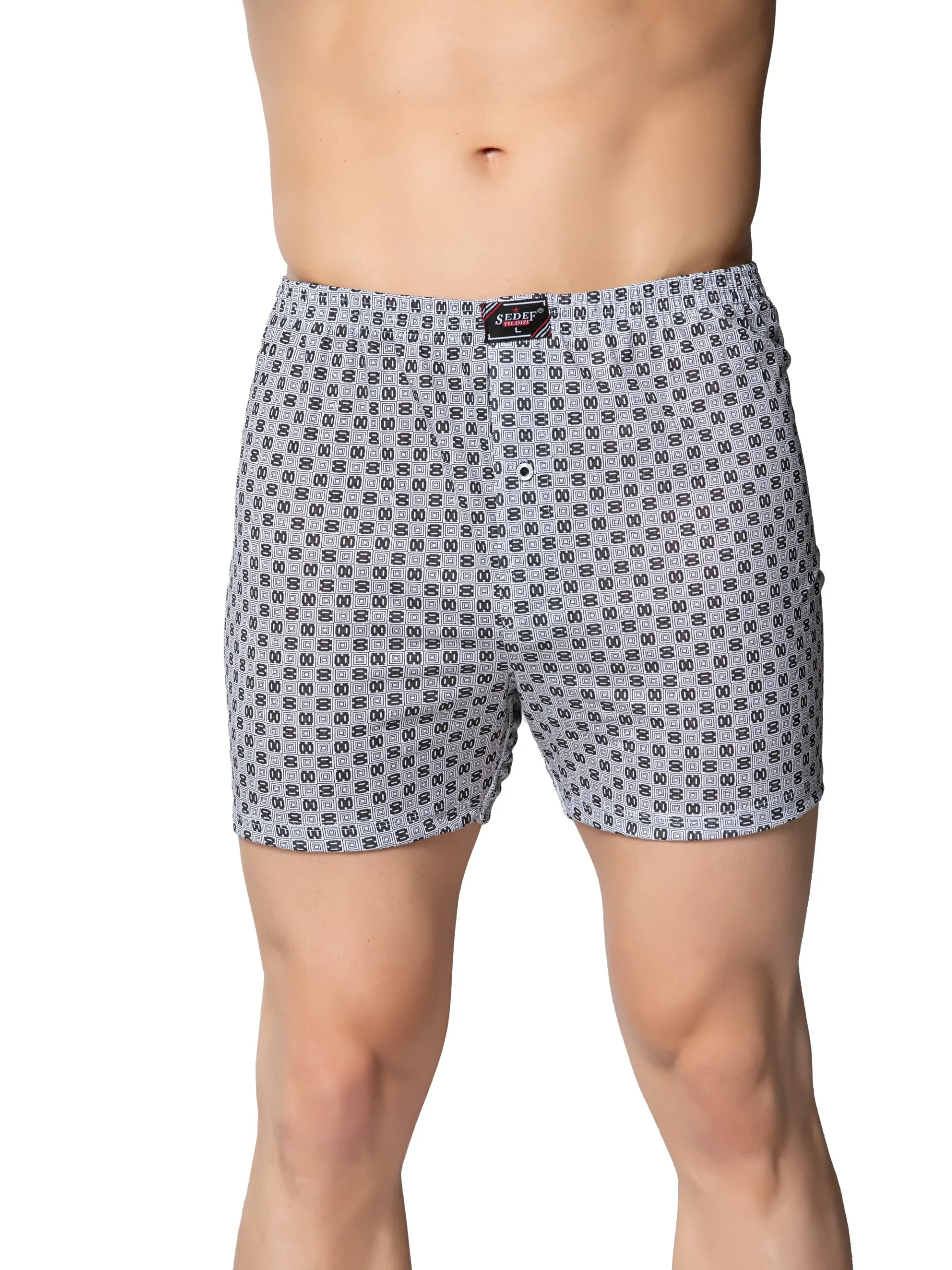 Sedef Yıldız Penye Empirme Desenli Boxer