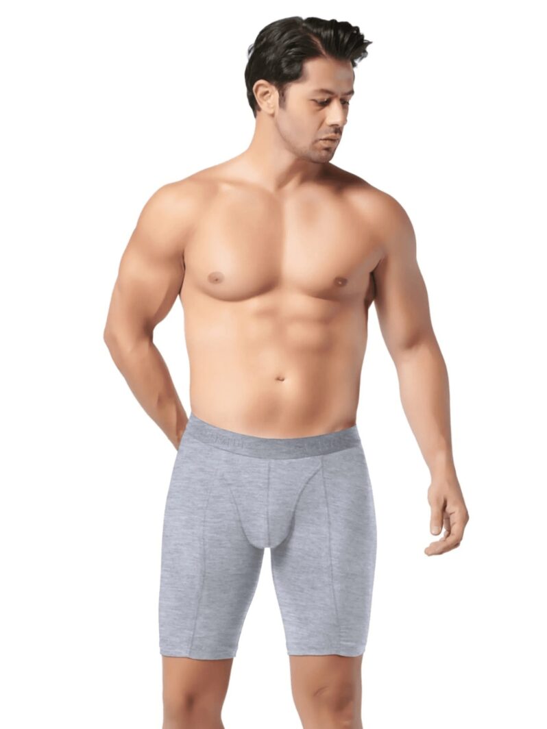 Gümüş Erkek Likralı Uzun Boxer Gri