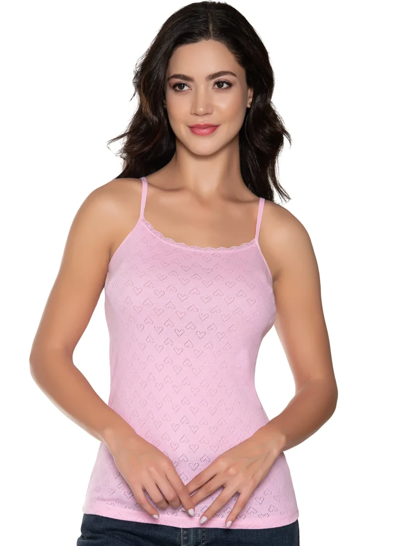 Gümüş 3080 Kadın Jakarlı İp Askı Atlet Pembe