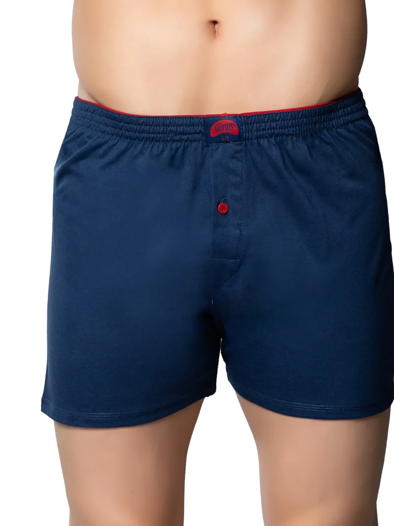 Gümüş Erkek Penye Havlu Bel Düz Boxer Lacivert