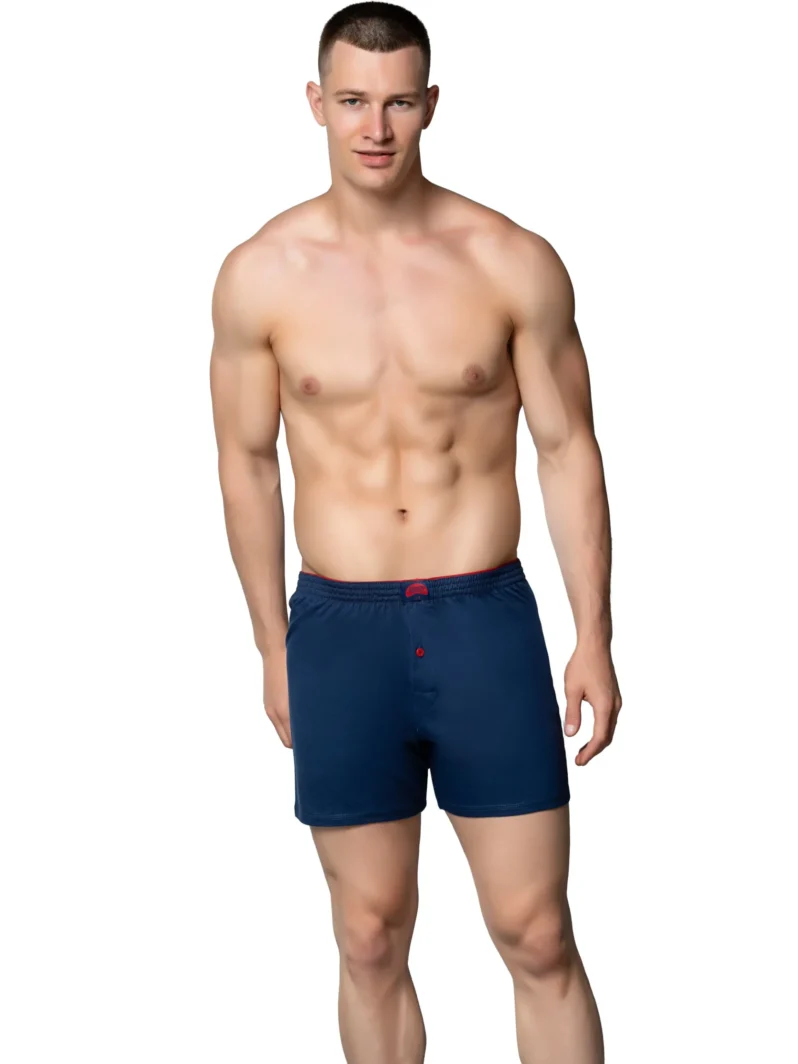 Gümüş Erkek Penye Havlu Bel Düz Boxer Lacivert