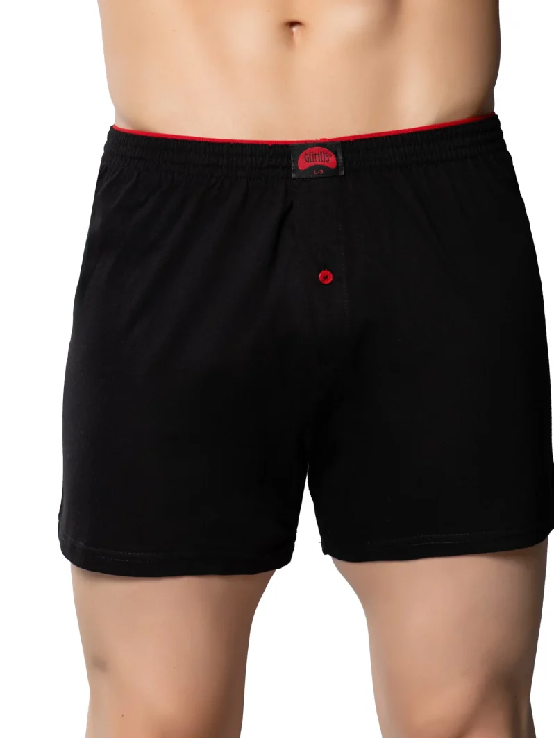 Gümüş Erkek Penye Havlu Bel Düz Boxer Siyah
