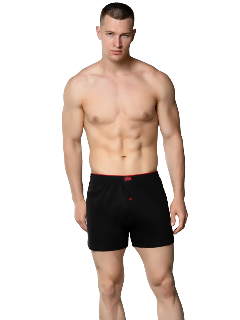 Gümüş Erkek Penye Havlu Bel Düz Boxer Siyah