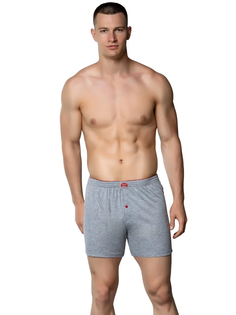 Gümüş Erkek Penye Havlu Bel Düz Boxer Lacivert