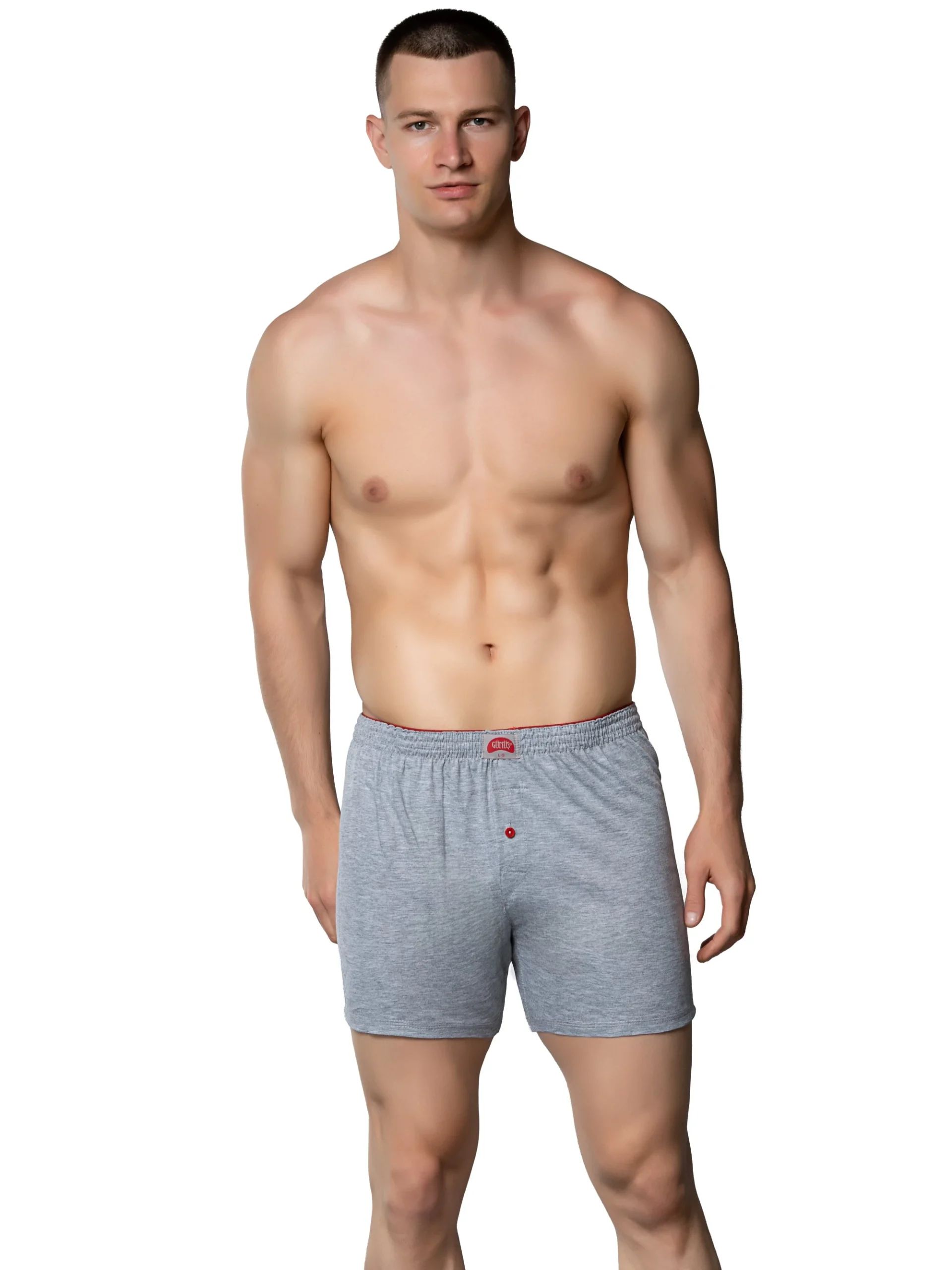 Gümüş Erkek Penye Havlu Bel Düz Boxer Lacivert