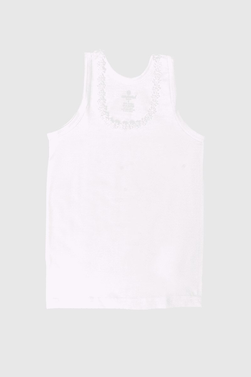 Ceylanoğlu Penye Papatyalı Geniş Askılı Kız Çocuk Atlet Beyaz