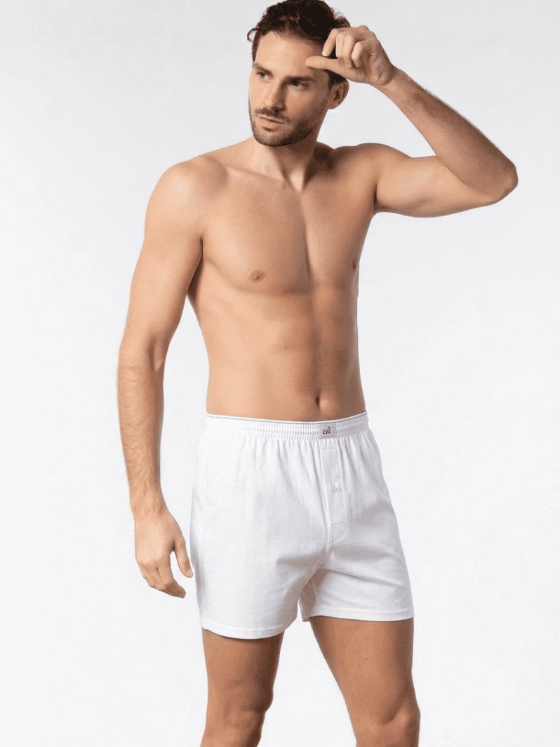 Elit Erkek Havlu Bel Düz Boxer Beyaz