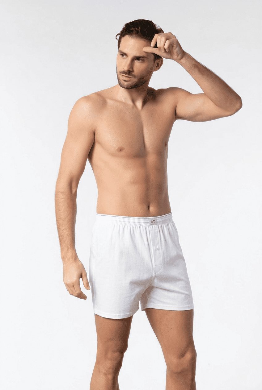Elit Erkek Havlu Bel Düz Boxer Beyaz
