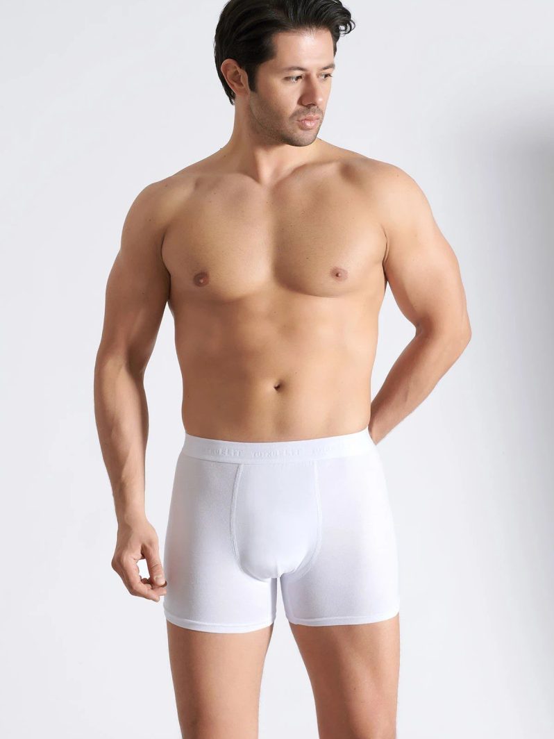 Elit Erkek Modal Elastan Boxer Beyaz