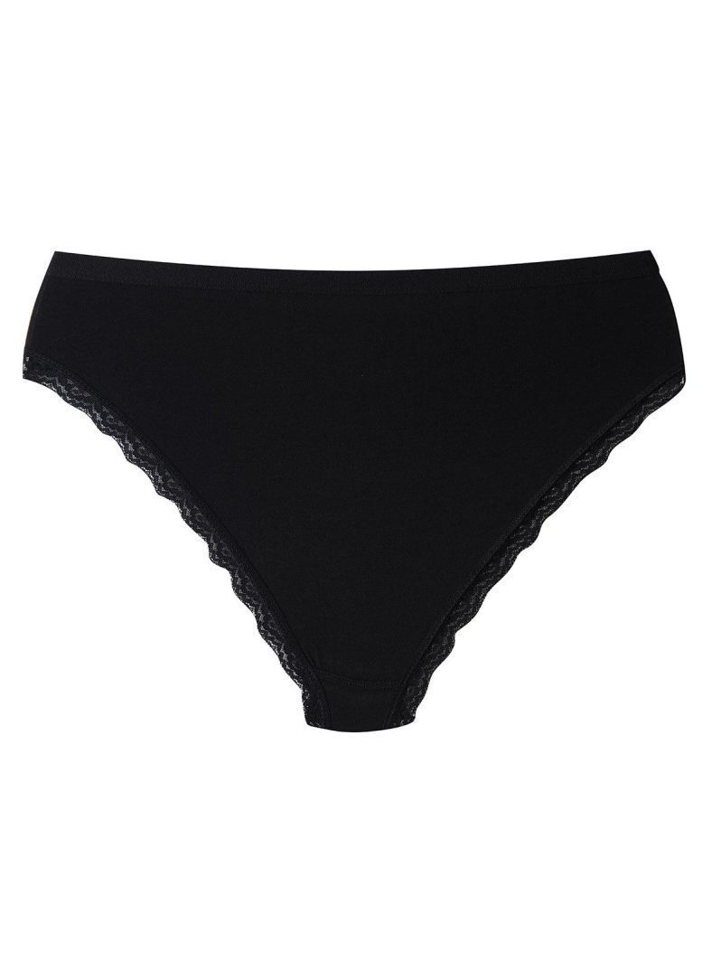 Elit Bayan Paçası Dantelli Bikini Siyah