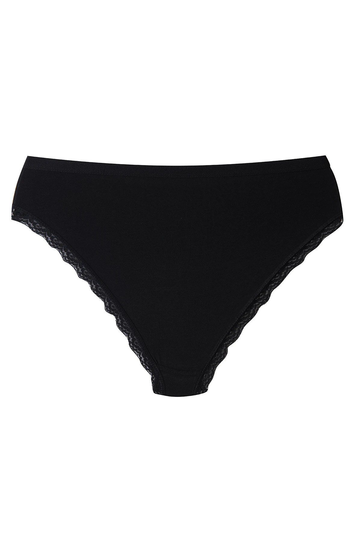Elit Bayan Paçası Dantelli Bikini Siyah