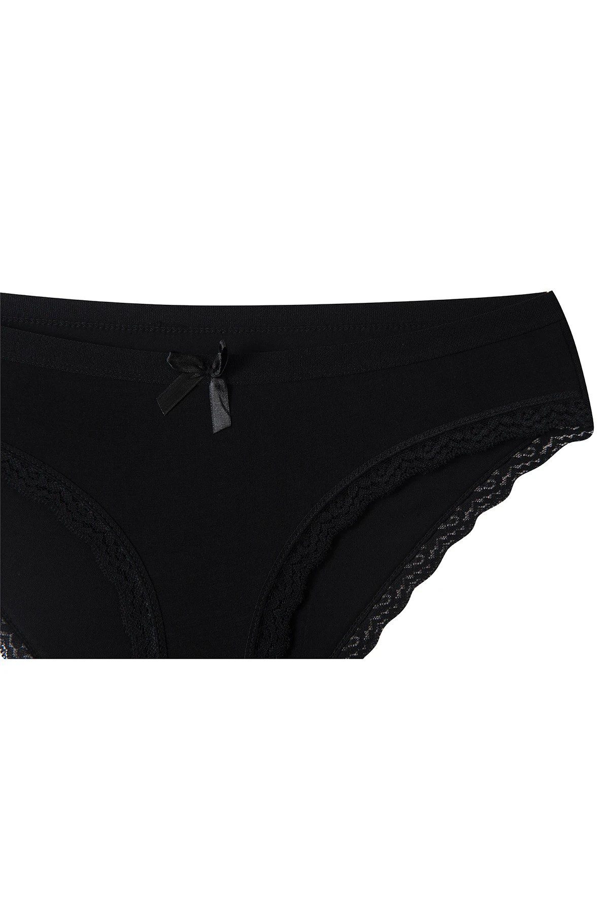 Elit Bayan Paçası Dantelli Bikini Siyah
