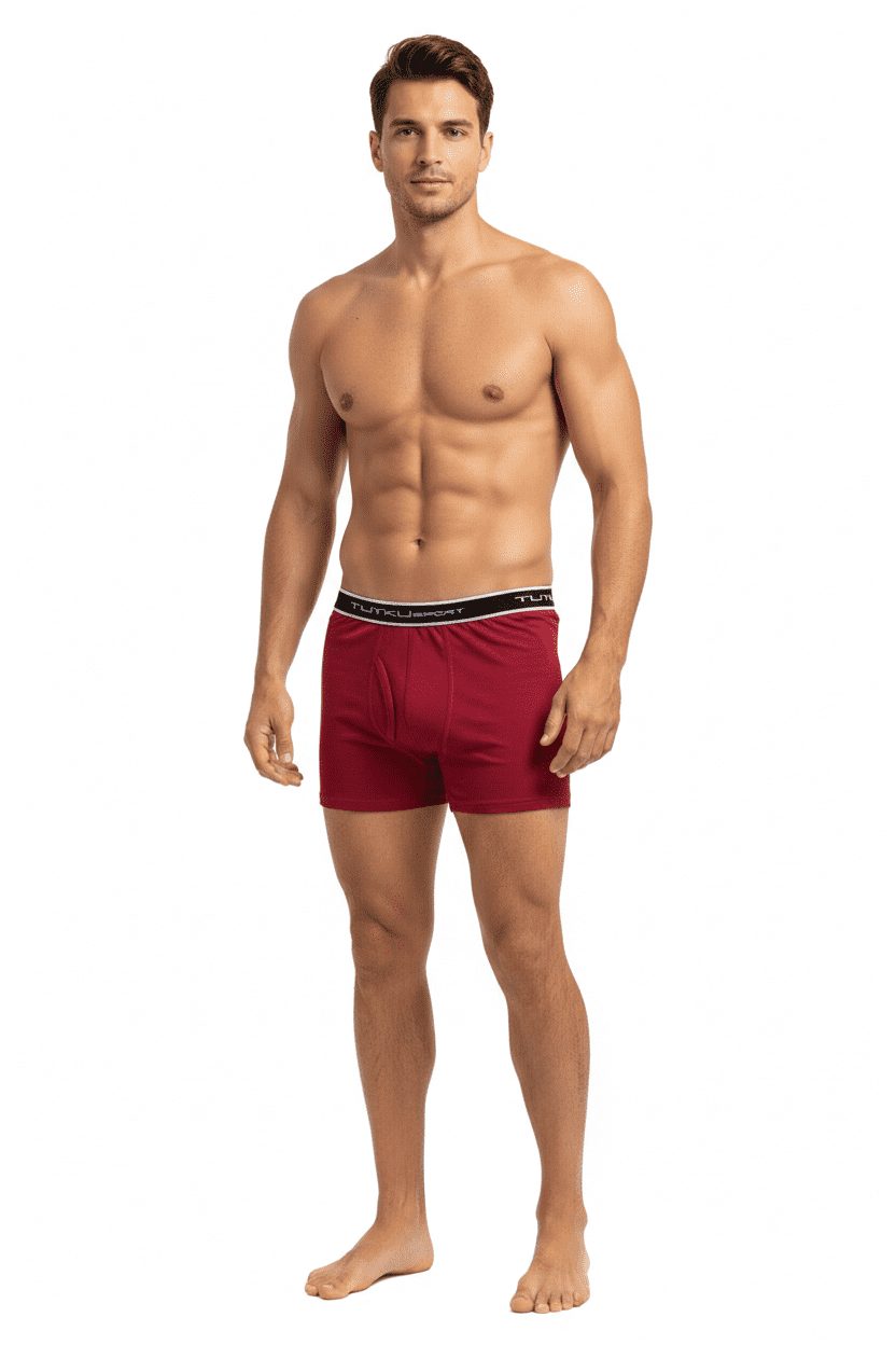Toptan Tutku İç Giyim Elastan Spor Boxer Bordo