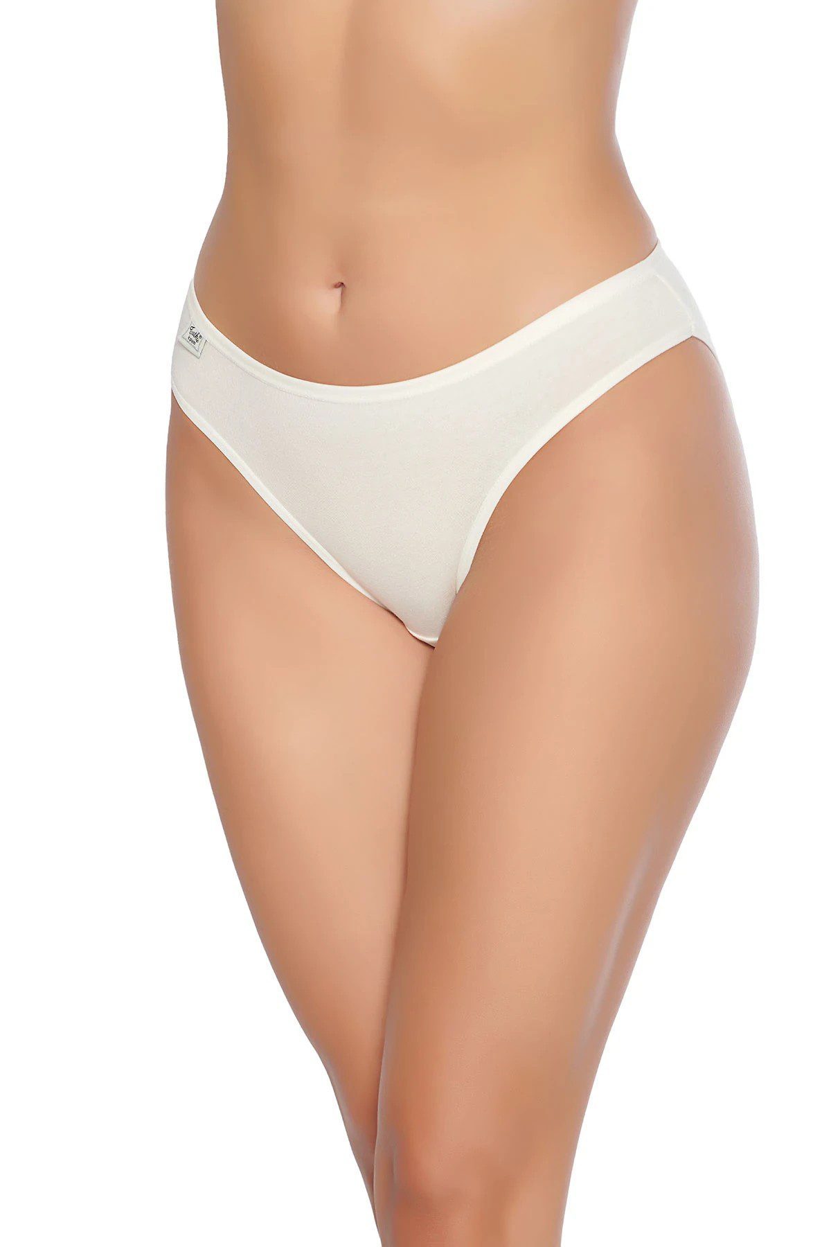 Tutku İç Giyim Likralı Düz Bikini Ekru