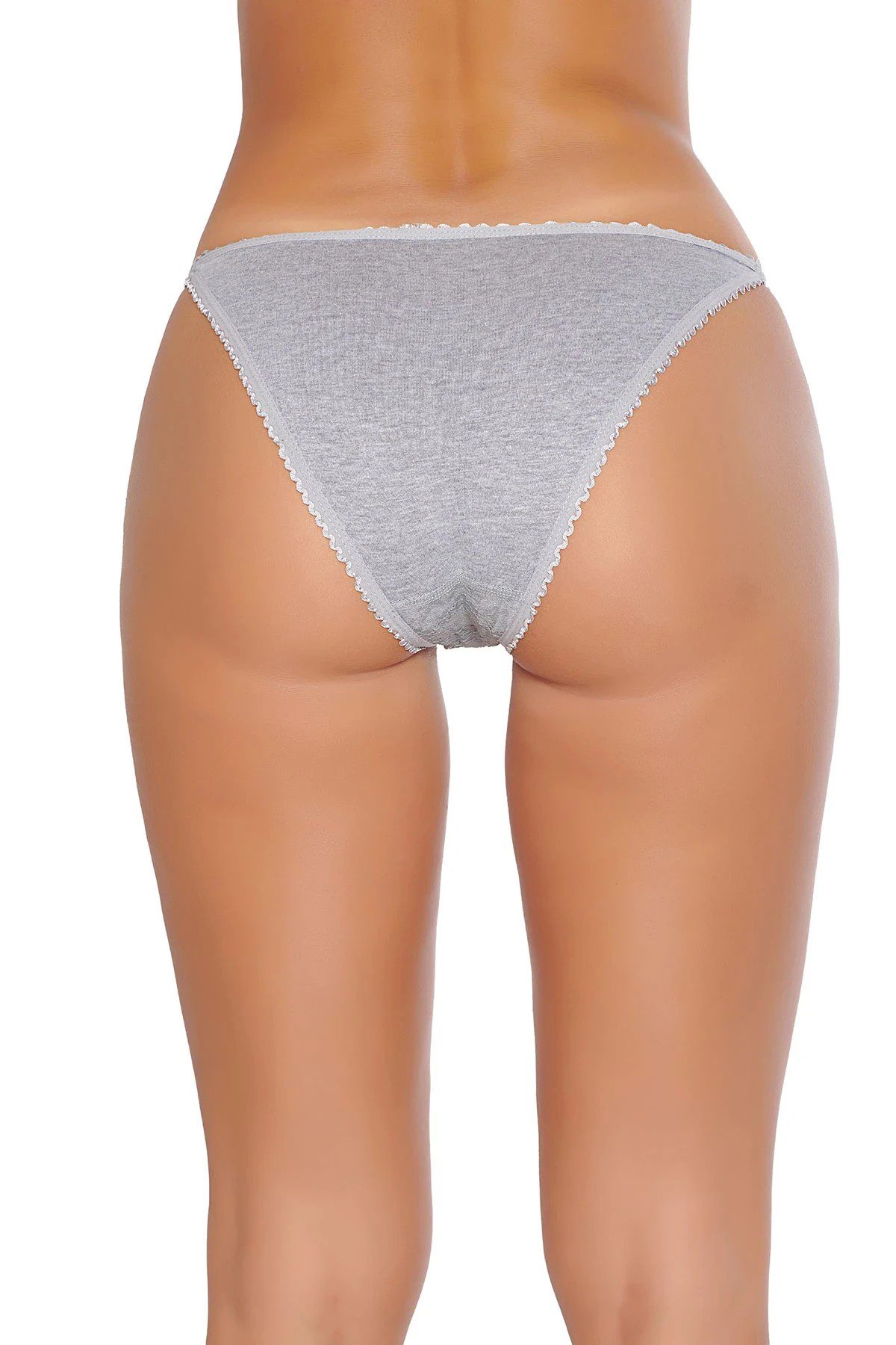 Tutku İç Giyim Çift Biye Önü Tüllü Bikini Gri