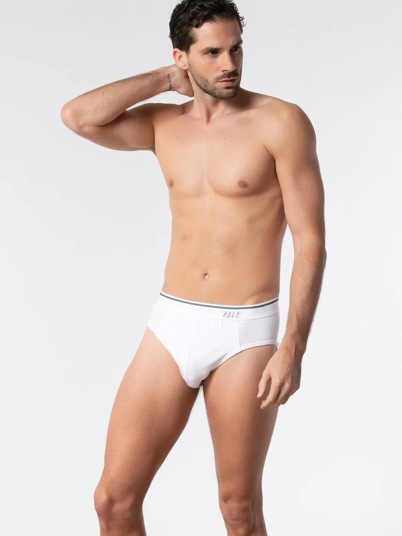 Elit Erkek Elastan İnce Bel Kemerli Slip Beyaz