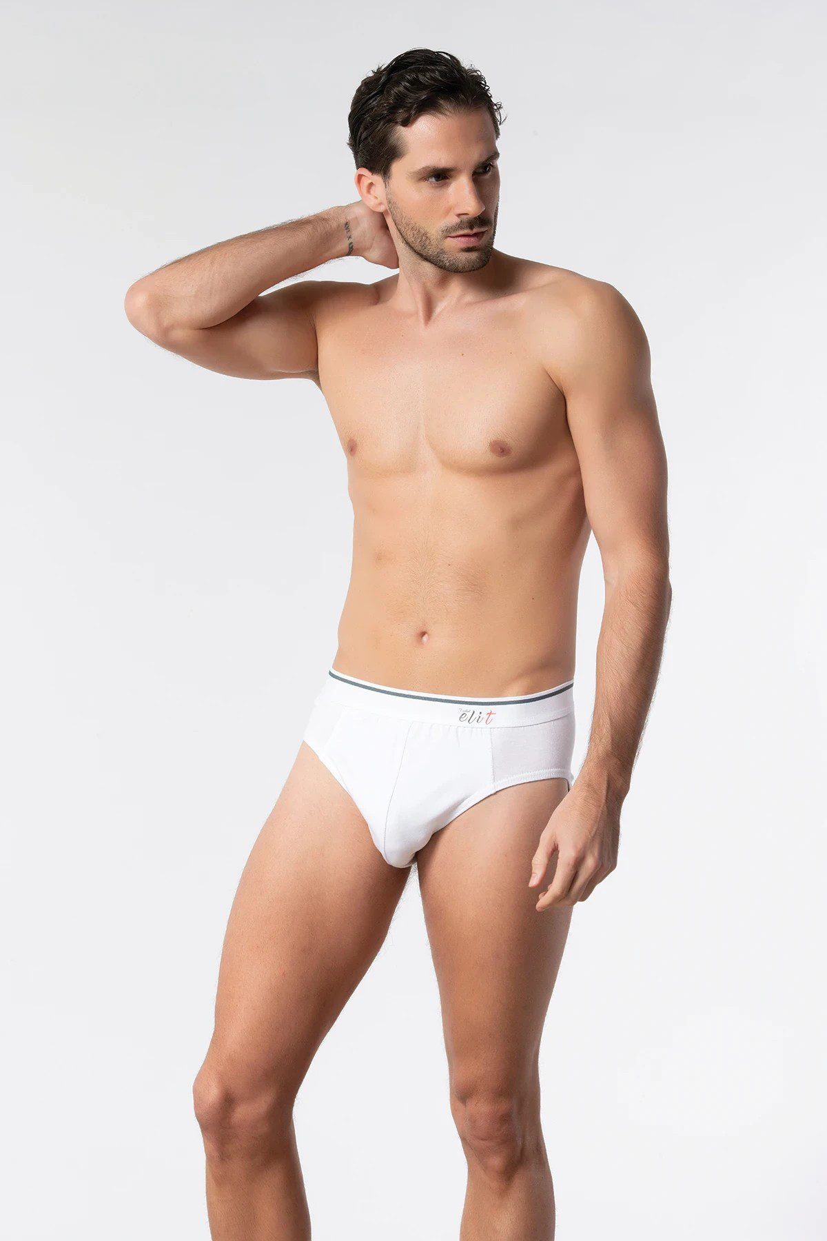 Elit Erkek Elastan İnce Bel Kemerli Slip Beyaz