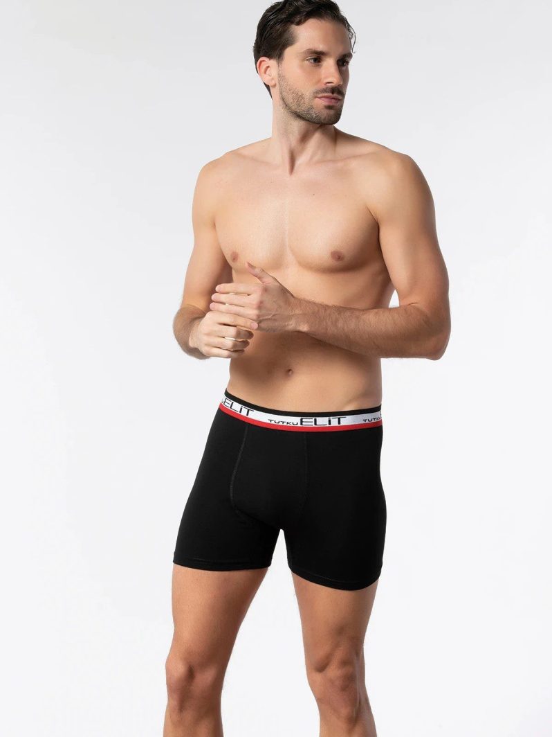 Elit Erkek Modal Elastan Spor Boxer Siyah