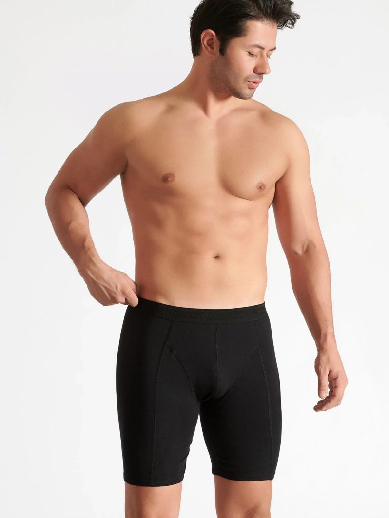 Elit Erkek Elastan Uzun Boxer Siyah