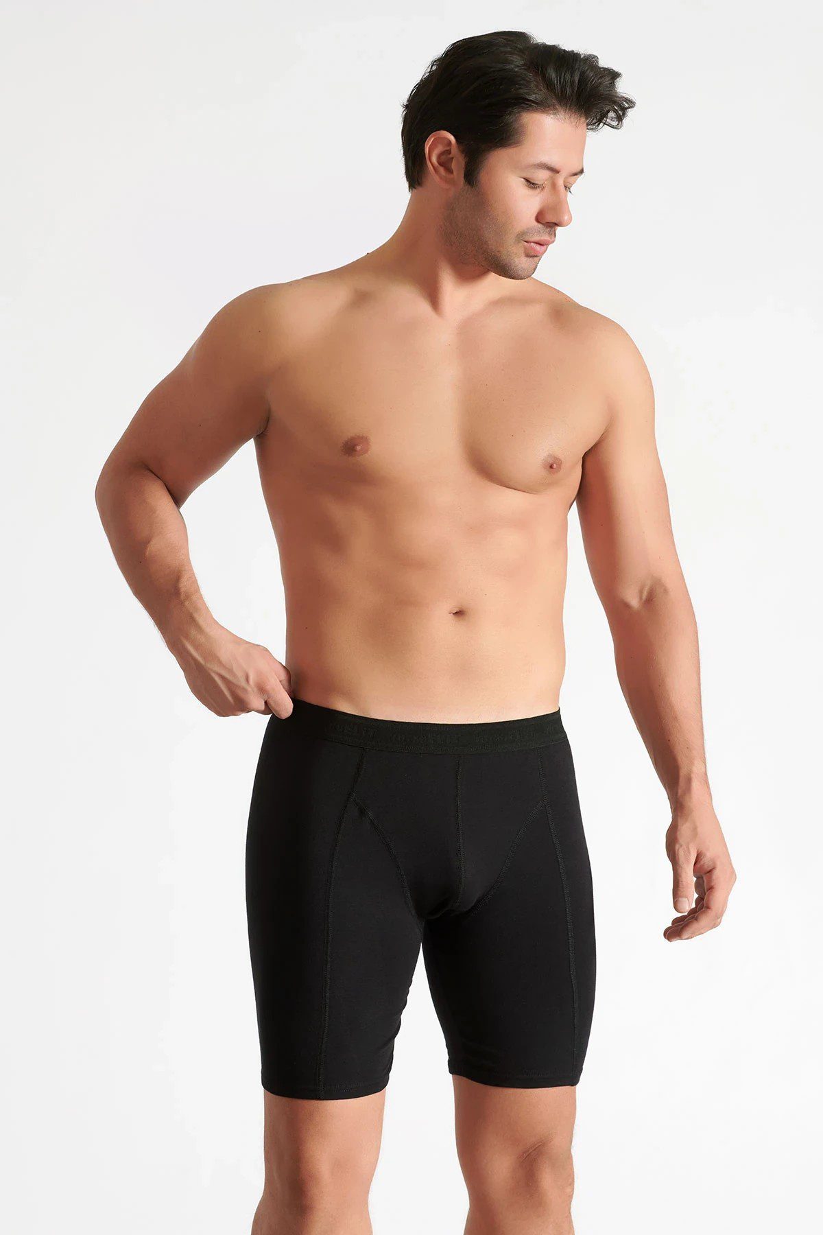Elit Erkek Elastan Uzun Boxer Siyah