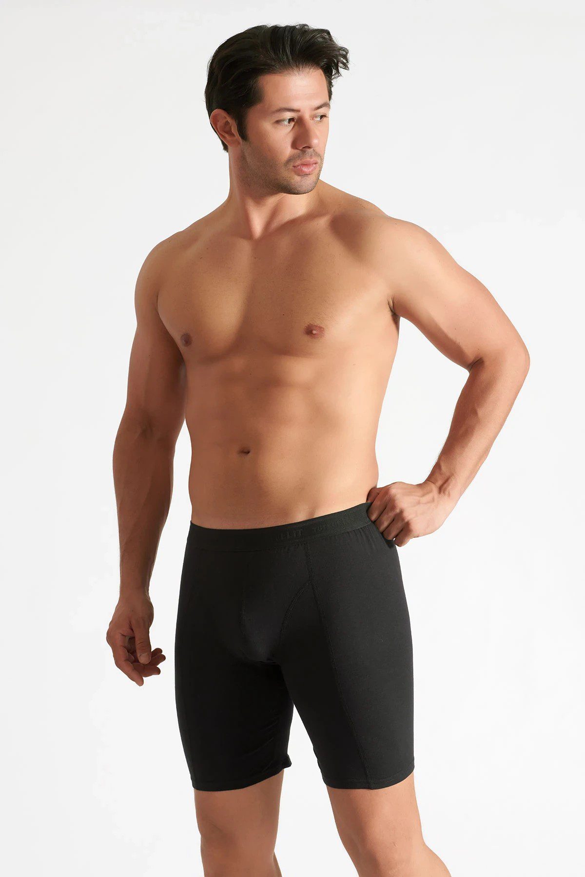 Elit Erkek Elastan Uzun Boxer Siyah