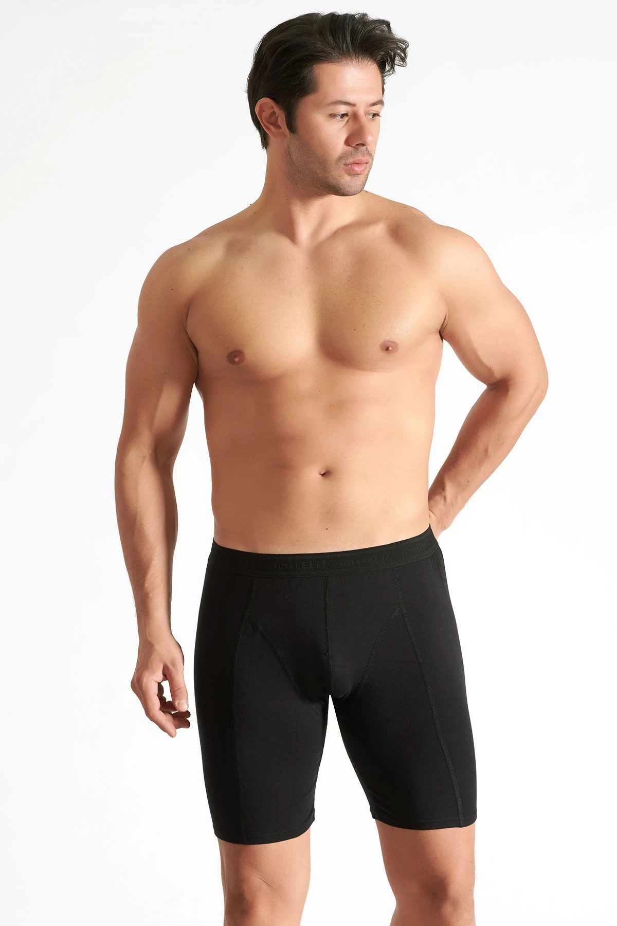 Elit Erkek Elastan Uzun Boxer Siyah
