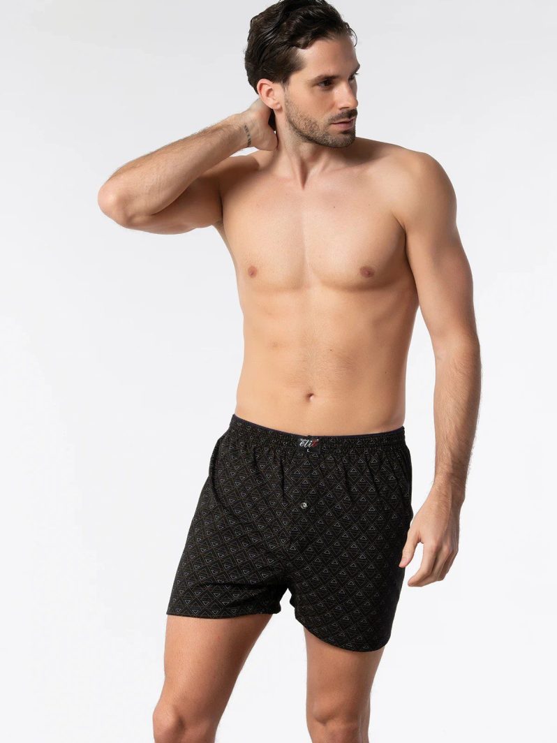 Elit Erkek Havlu Bel Baskılı Düz Boxer Siyah