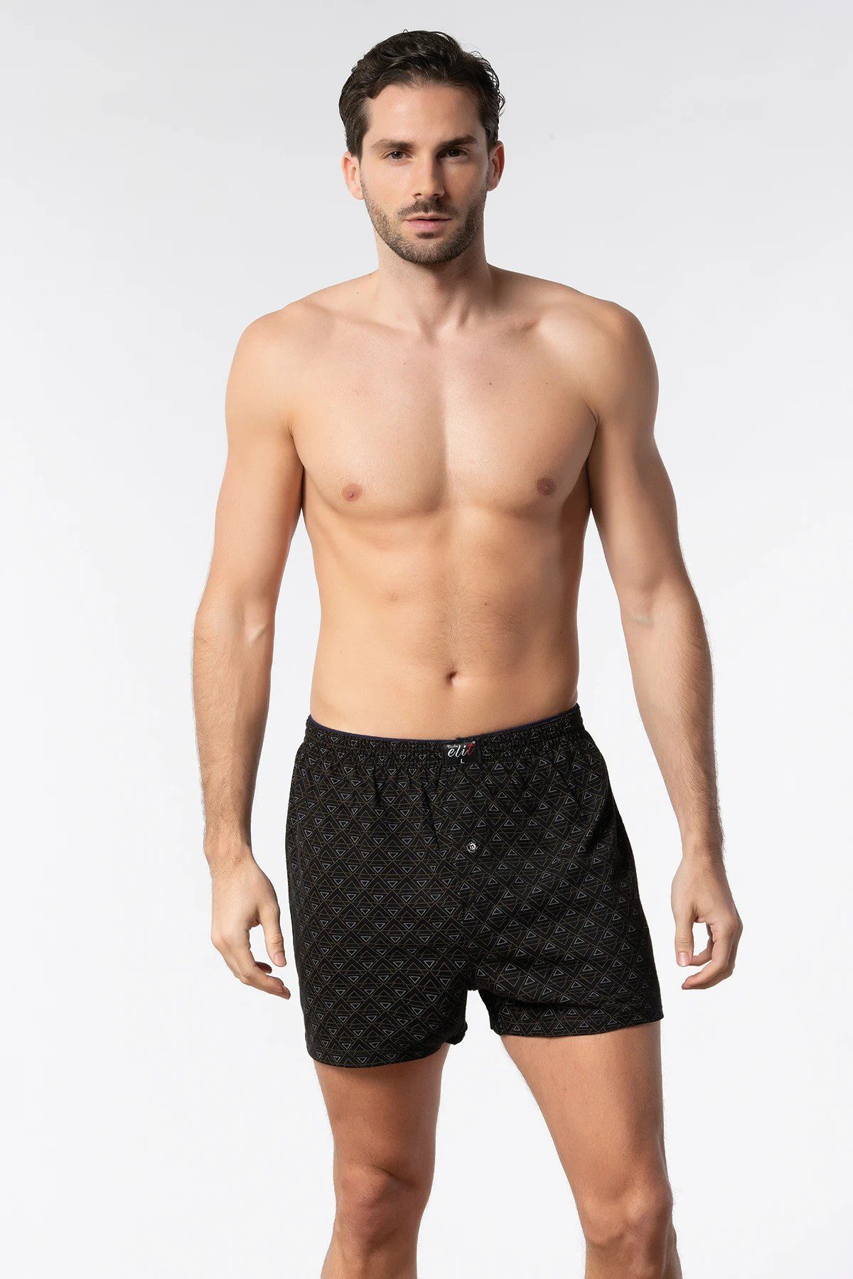 Elit Erkek Havlu Bel Baskılı Düz Boxer Siyah