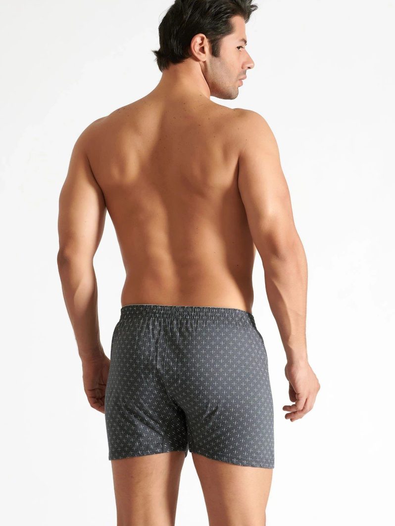 Elit Erkek Havlu Bel Baskılı Düz Boxer Füme