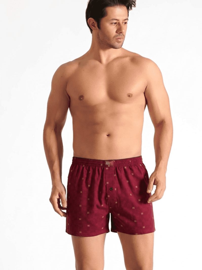 Elit Erkek Havlu Bel Baskılı Düz Boxer Bordo