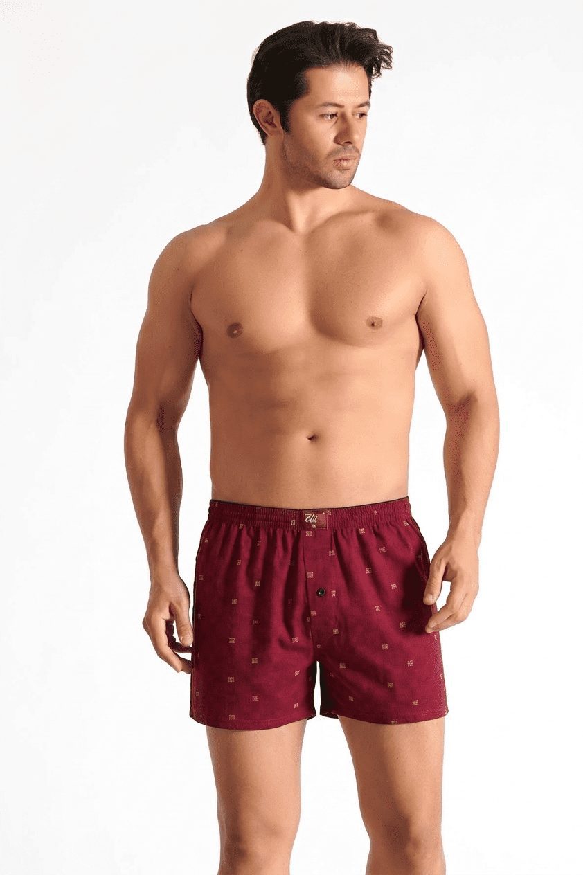 Elit Erkek Havlu Bel Baskılı Düz Boxer Bordo