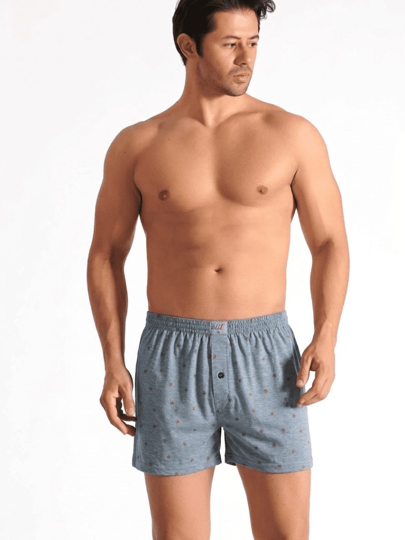 Elit Erkek Havlu Bel Baskılı Düz Boxer Gri