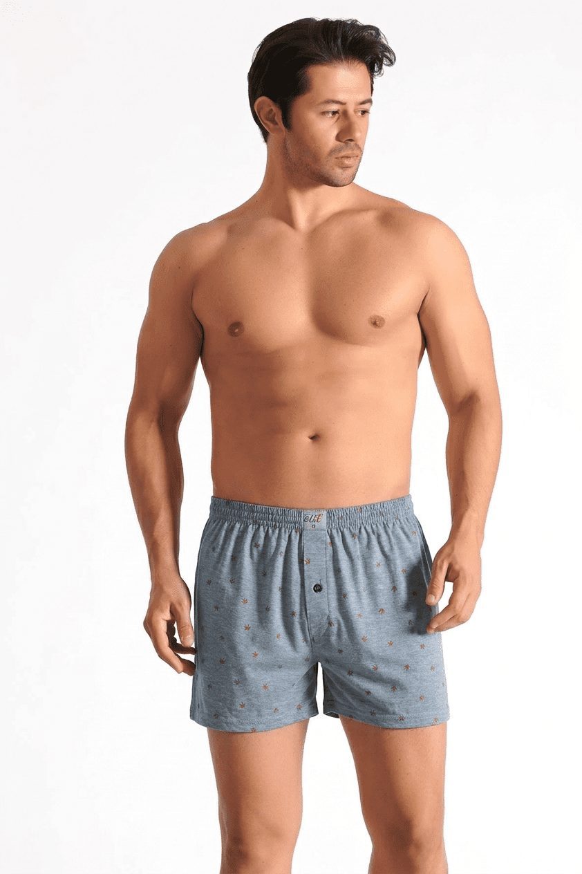Elit Erkek Havlu Bel Baskılı Düz Boxer Gri