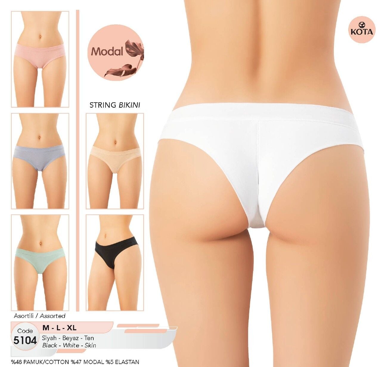 Toptan Kota 5104 Modal String Bikini | Uygun Fiyatli Kota 5104 Modal String Bikini - Toptan Ic Giyim Pazari