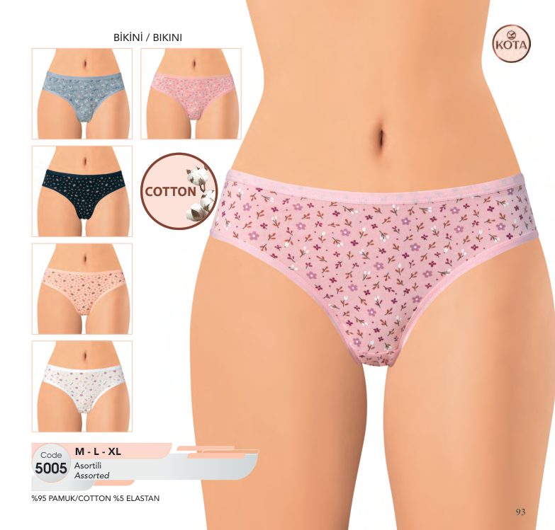 Toptan Kota 5005 Pamuk Bikini Çiçekli | Uygun Fiyatli Kota 5005 Pamuk Bikini Çiçekli - Toptan Ic Giyim Pazari