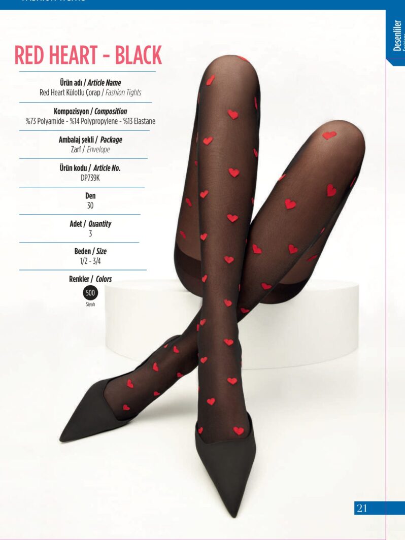Penti Red Heart Külotlu Çorap black