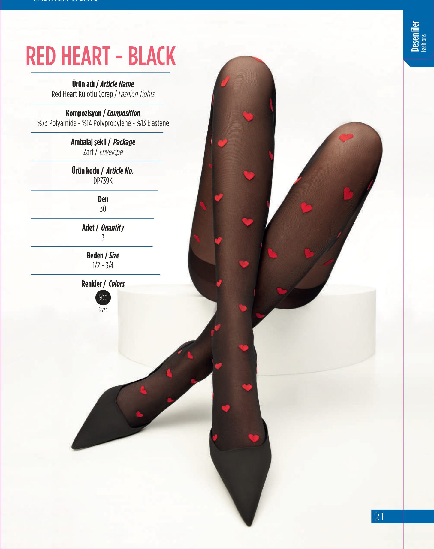 Penti Red Heart Külotlu Çorap black