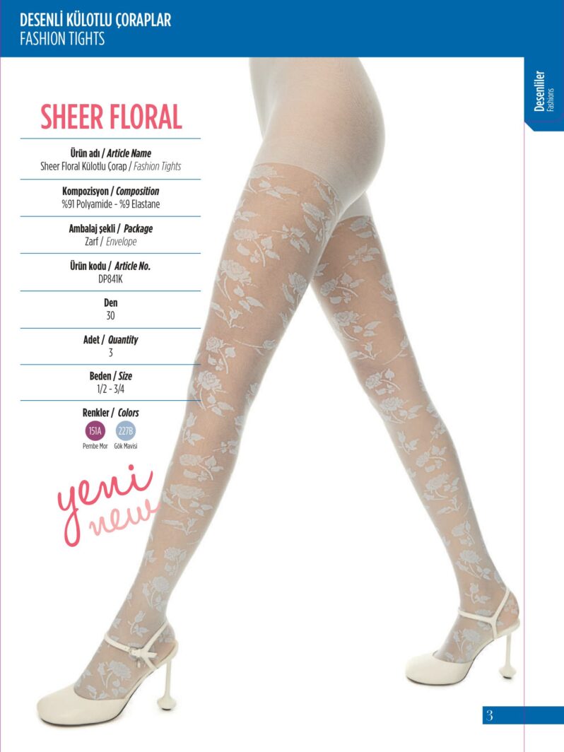 Penti Sheer Floral Külotlu Çorap