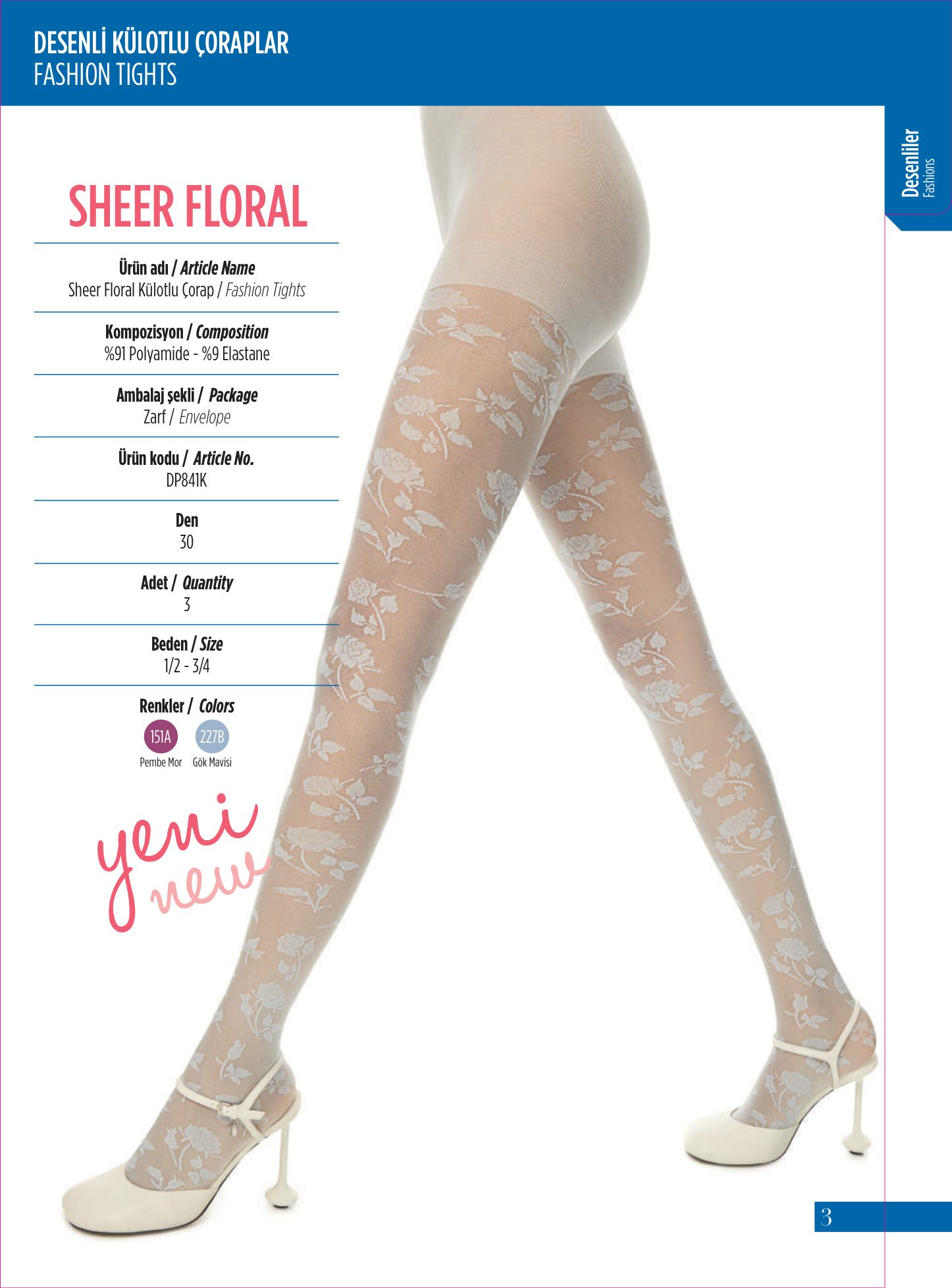 Penti Sheer Floral Külotlu Çorap