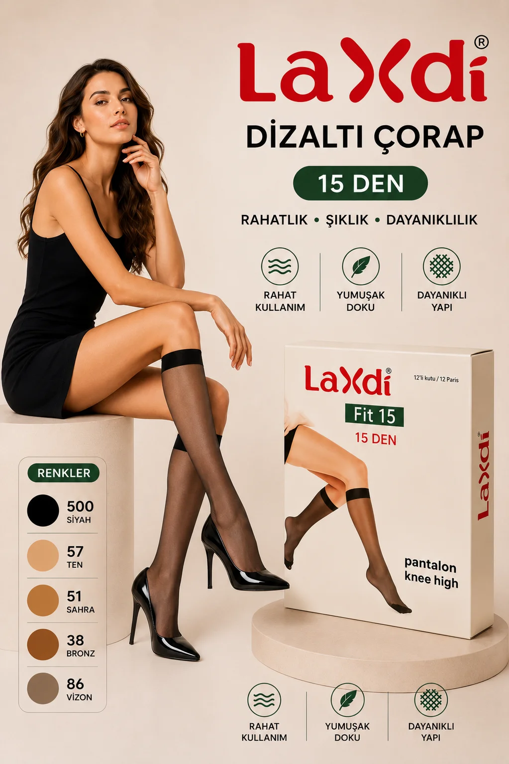 Laxdi Fit 15 Dizaltı Çorap