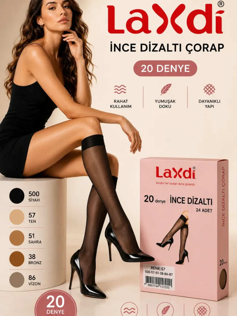 Laxdi İnce 20 Denye Dizaltı Çorap
