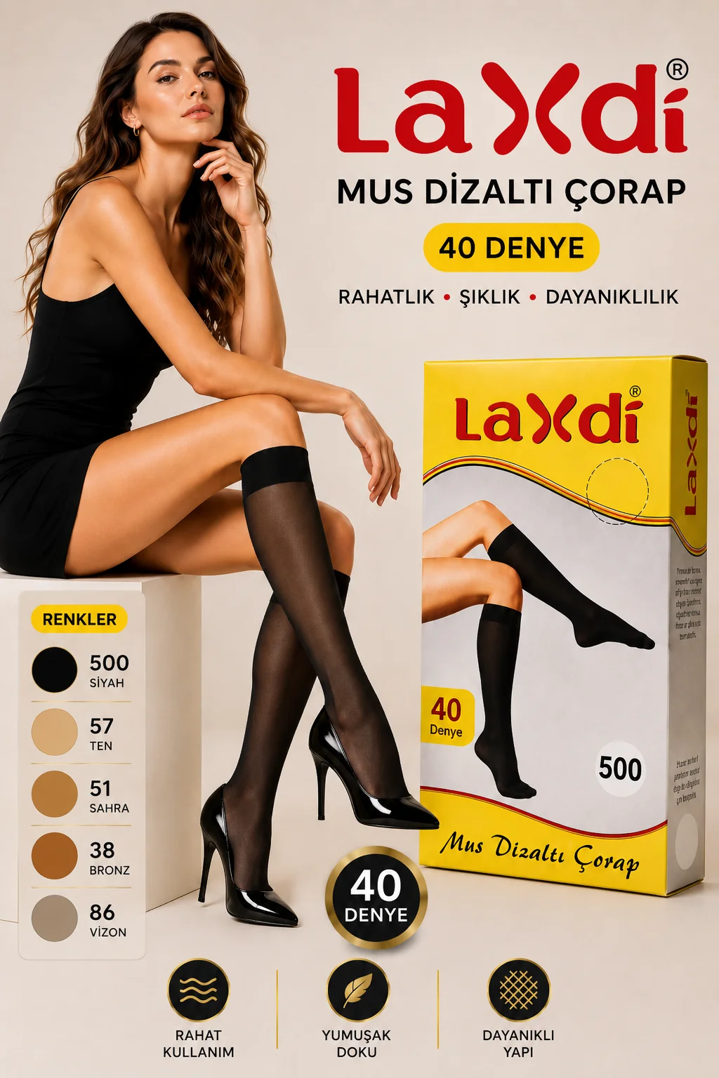 Laxdi Mus 40 Dizaltı Çorap