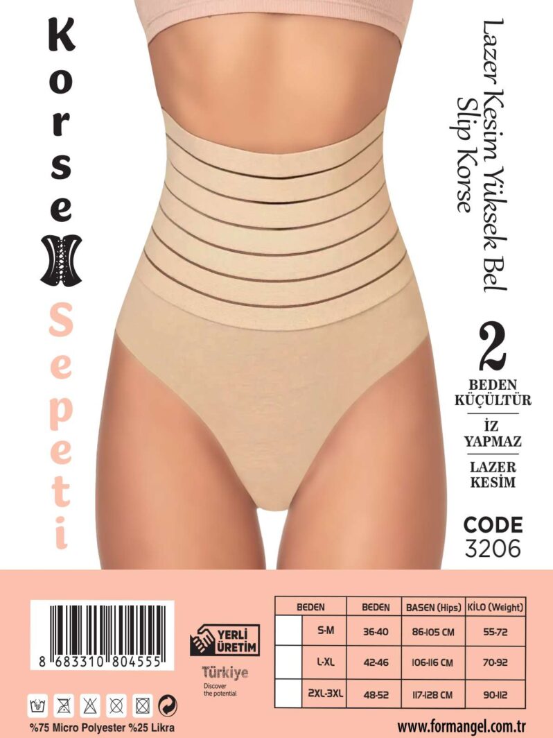 Toptan Korse Sepeti Lazer Kesim Yüksek Bel Slip Korse - Form Angel 3206 | Uygun Fiyatli Korse Sepeti Lazer Kesim Yüksek Bel Slip Korse - Form Angel 3206 - Toptan Ic Giyim Pazari