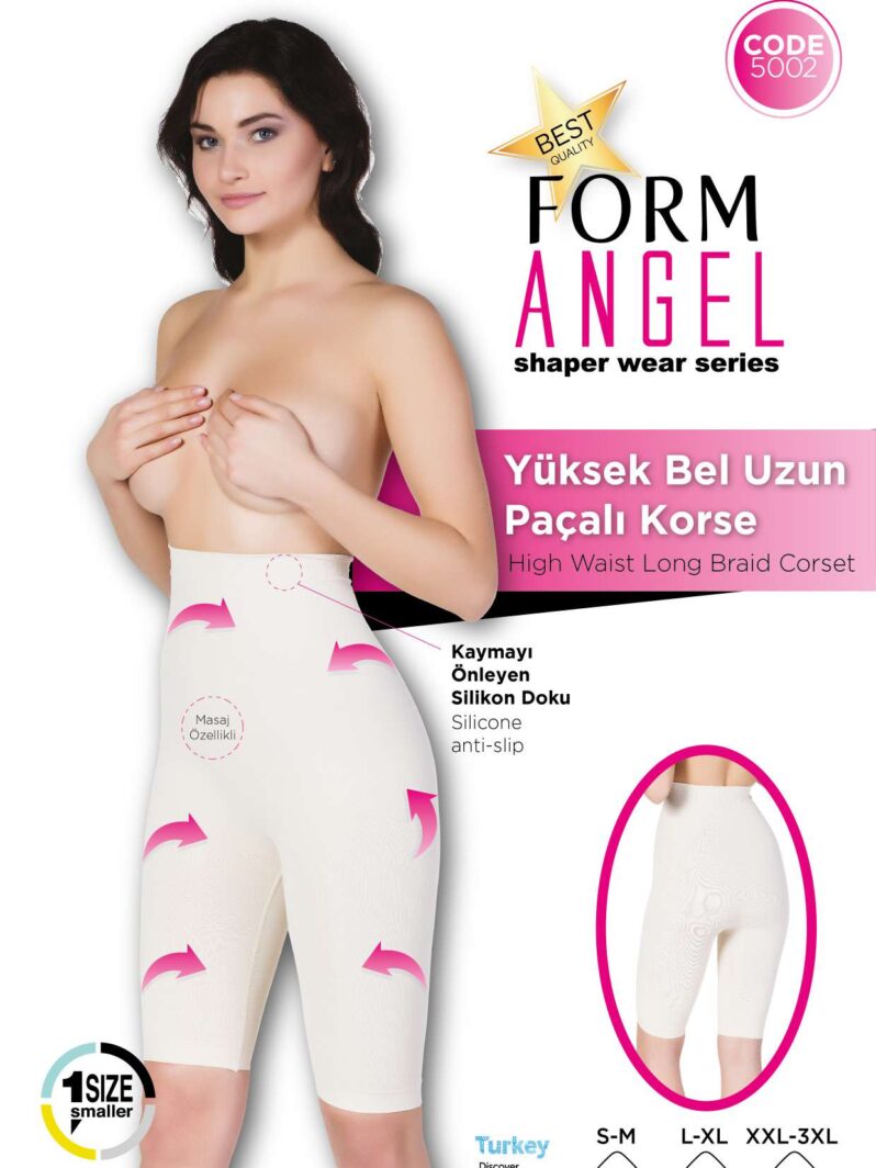 Toptan Yüksek Bel Uzun Paçalı Toparlayıcı Korse - Form Angel 5002 | Uygun Fiyatli Yüksek Bel Uzun Paçalı Toparlayıcı Korse - Form Angel 5002 - Toptan Ic Giyim Pazari