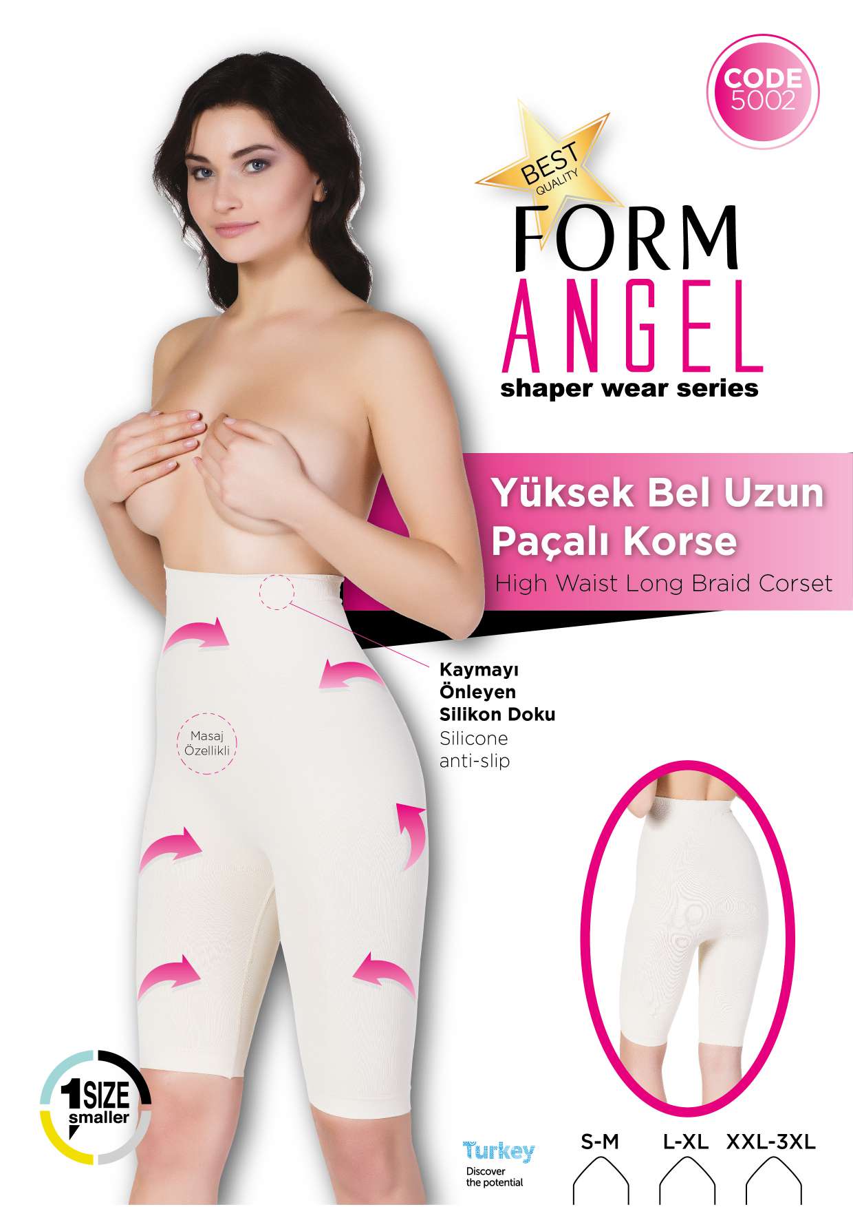 Toptan Yüksek Bel Uzun Paçalı Toparlayıcı Korse - Form Angel 5002 | Uygun Fiyatli Yüksek Bel Uzun Paçalı Toparlayıcı Korse - Form Angel 5002 - Toptan Ic Giyim Pazari