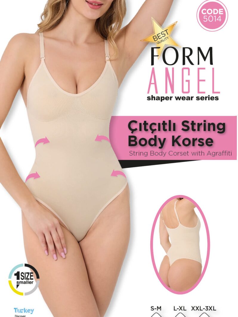 Toptan Çıtçıtlı String Body Korse - Form Angel 5014 | Uygun Fiyatli Çıtçıtlı String Body Korse - Form Angel 5014 - Toptan Ic Giyim Pazari